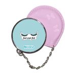 مرآة جيب جلد  دائرية  بتصميم رموش