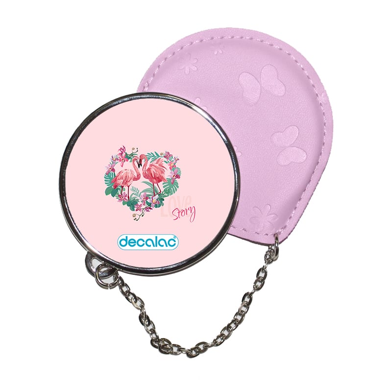 مرآة جيب جلد دائرية بتصميم زوجين الحب فلامنغو مرآة جيب جلد دائرية بتصميم زوجين الحب فلامنغو