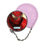 مرآة جيب جلد  دائرية  بتصميم سبايدر مان