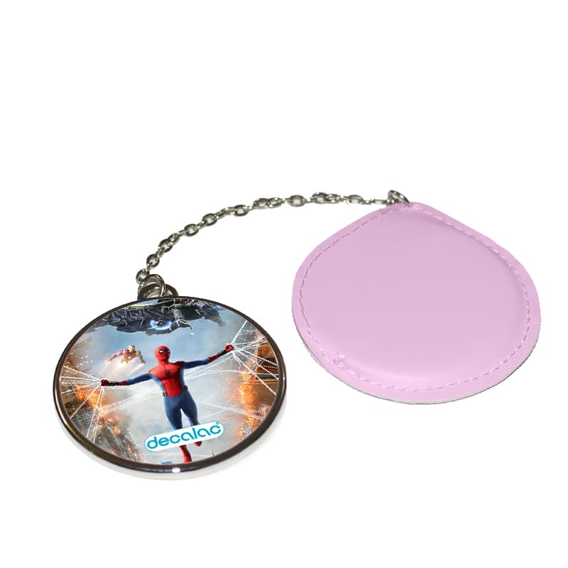 مرآة-جيب-جلد-دائرية-بتصميم-سبايدر-مان-ايرون-مان-1