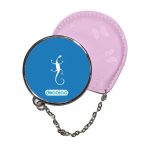 مرآة جيب جلد  دائرية  بتصميم سحليه