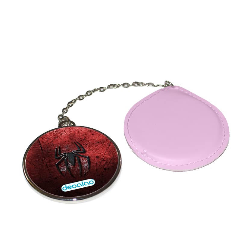 مرآة-جيب-جلد-دائرية-بتصميم-شعار-سبايدرمان-1