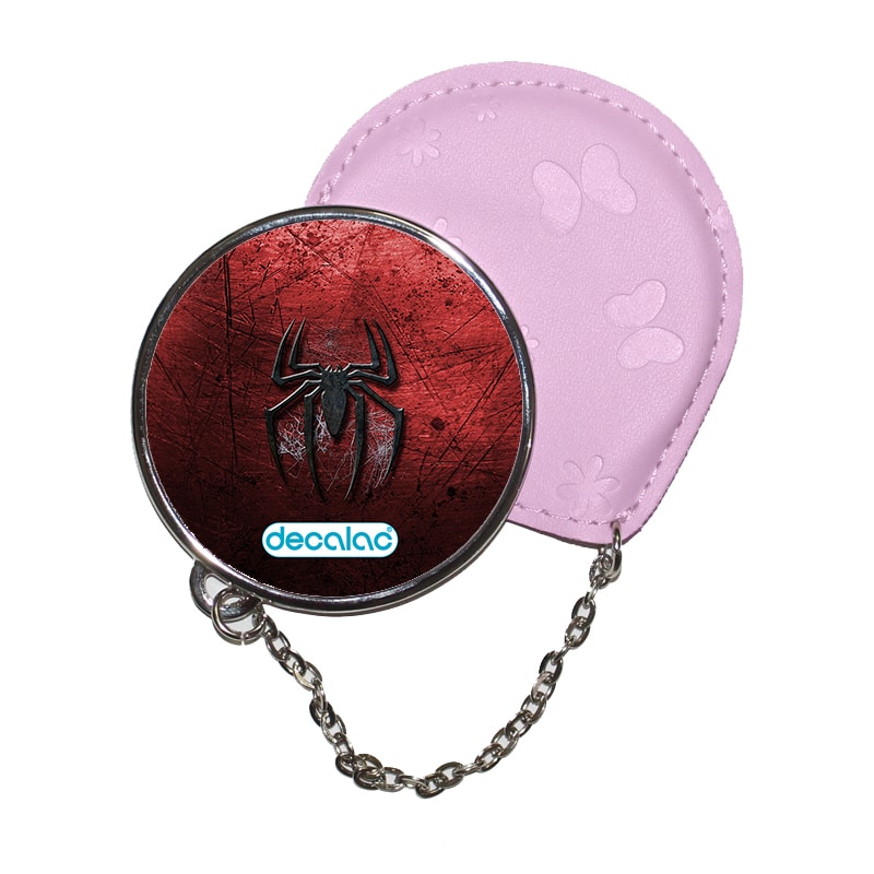 مرآة جيب جلد  دائرية  بتصميم شعار سبايدرمان مرآة جيب جلد  دائرية  بتصميم شعار سبايدرمان