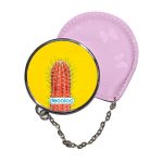 مرآة جيب جلد  دائرية  بتصميم صبار