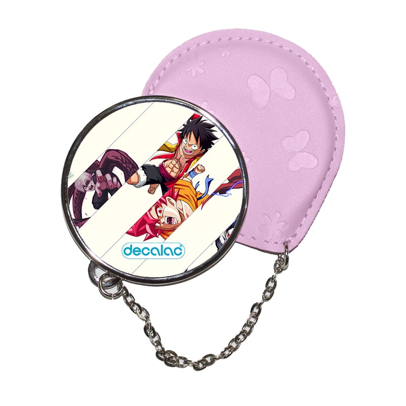 مرآة جيب جلد  دائرية  بتصميم ضربه القبضه كل الانميات مرآة جيب جلد  دائرية  بتصميم ضربه القبضه كل الانميات