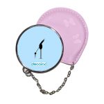 مرآة جيب جلد  دائرية  بتصميم طائر أسود