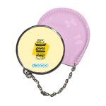 مرآة جيب جلد  دائرية  بتصميم عبارات انجليزيه