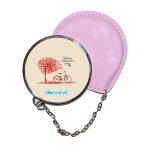 مرآة جيب جلد  دائرية  بتصميم عيد حب سعيد