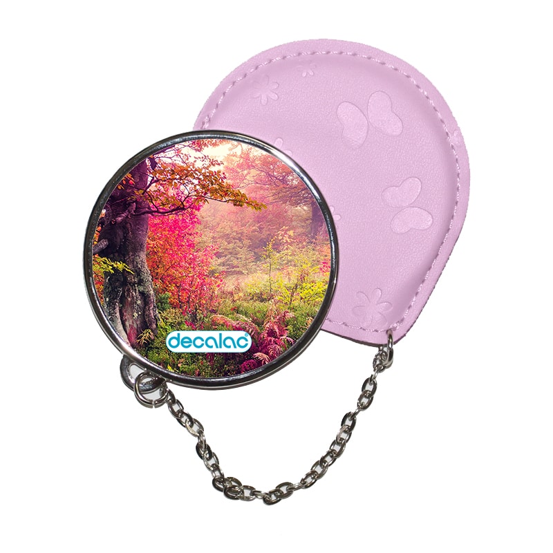 مرآة جيب جلد  دائرية  بتصميم غابه ورود مرآة جيب جلد  دائرية  بتصميم غابه ورود