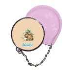 مرآة جيب جلد  دائرية  بتصميم غزال صغير