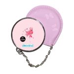 مرآة جيب جلد  دائرية  بتصميم فلامنجو وردي