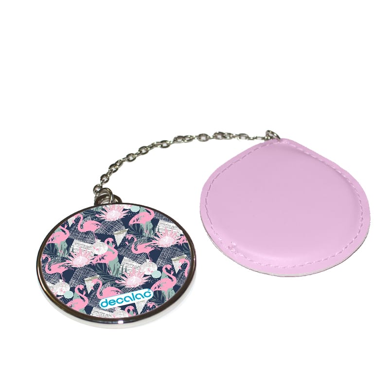 مرآة-جيب-جلد-دائرية-بتصميم-فلامنغو-1