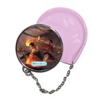 مرآة جيب جلد  دائرية  بتصميم قتال اللحيه البيضاء ون بيس