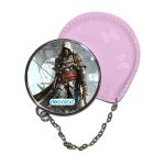 مرآة جيب جلد  دائرية  بتصميم قتال مع القراصنه أساسنز كريد