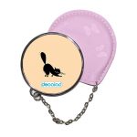 مرآة جيب جلد  دائرية  بتصميم قط اسود