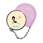 مرآة جيب جلد  دائرية  بتصميم قطه كرتونيه