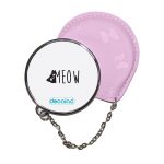 مرآة جيب جلد  دائرية  بتصميم قطه لطيفه