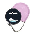 مرآة جيب جلد  دائرية  بتصميم قمر والنجوم