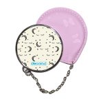 مرآة جيب جلد  دائرية  بتصميم قمر ونجوم