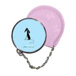 مرآة جيب جلد  دائرية  بتصميم كلب كرتوني