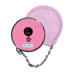 مرآة جيب جلد  دائرية  بتصميم كوب بعباره