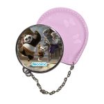 مرآة جيب جلد  دائرية  بتصميم كونغ فو باندا