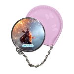 مرآة جيب جلد  دائرية  بتصميم لعبة باتلفيلد