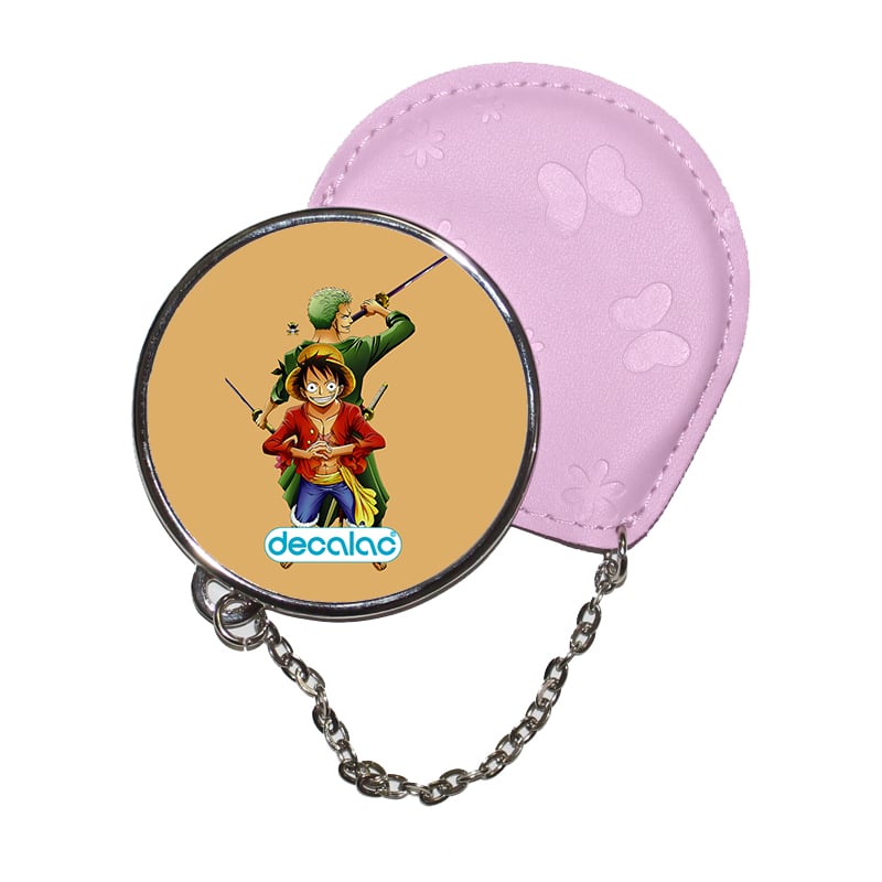 مرآة جيب جلد دائرية بتصميم لوفي و زورو ون بيس مرآة جيب جلد دائرية بتصميم لوفي و زورو ون بيس