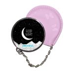 مرآة جيب جلد  دائرية  بتصميم ليله سعيده