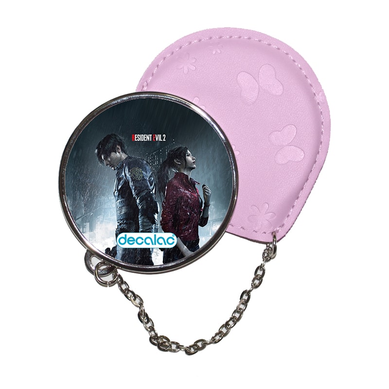 مرآة جيب جلد دائرية بتصميم ليون وكلير رزدنت إيفل 2 مرآة جيب جلد دائرية بتصميم ليون وكلير رزدنت إيفل 2