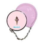 مرآة جيب جلد  دائرية  بتصميم مثلجات الجماجم