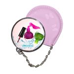 مرآة جيب جلد  دائرية  بتصميم مناكير