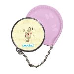 مرآة جيب جلد  دائرية  بتصميم نغمة موسيقية جميلة