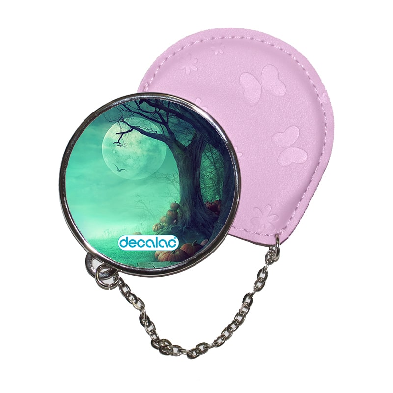 مرآة جيب جلد  دائرية  بتصميم هالوين مخيف مرآة جيب جلد  دائرية  بتصميم هالوين مخيف