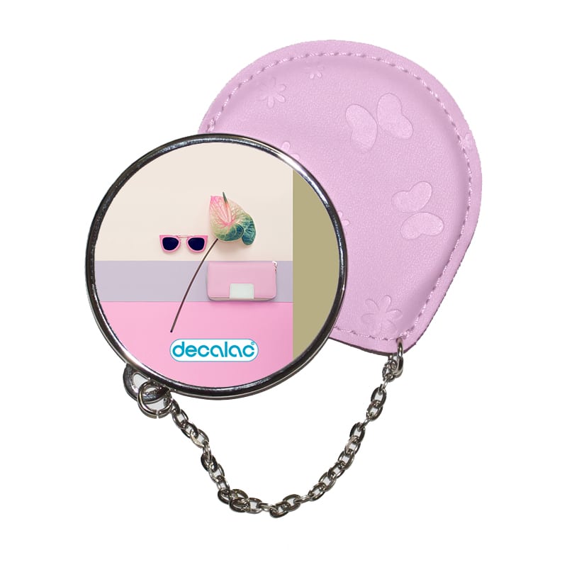 مرآة جيب جلد دائرية بتصميم ورد مميز مرآة جيب جلد دائرية بتصميم ورد مميز