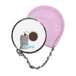 مرآة جيب جلد  دائرية  بتصميم وقت القهوة