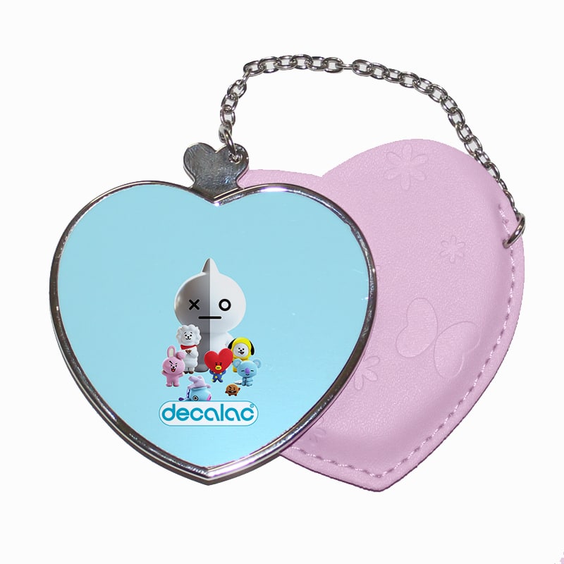 مرآة جيب جلد قلب بتصميم آرمي بتس شخصيات BT21 مرآة جيب جلد قلب بتصميم آرمي بتس شخصيات BT21