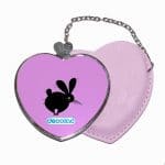 مرآة جيب جلد قلب بتصميم ارنب مخيف