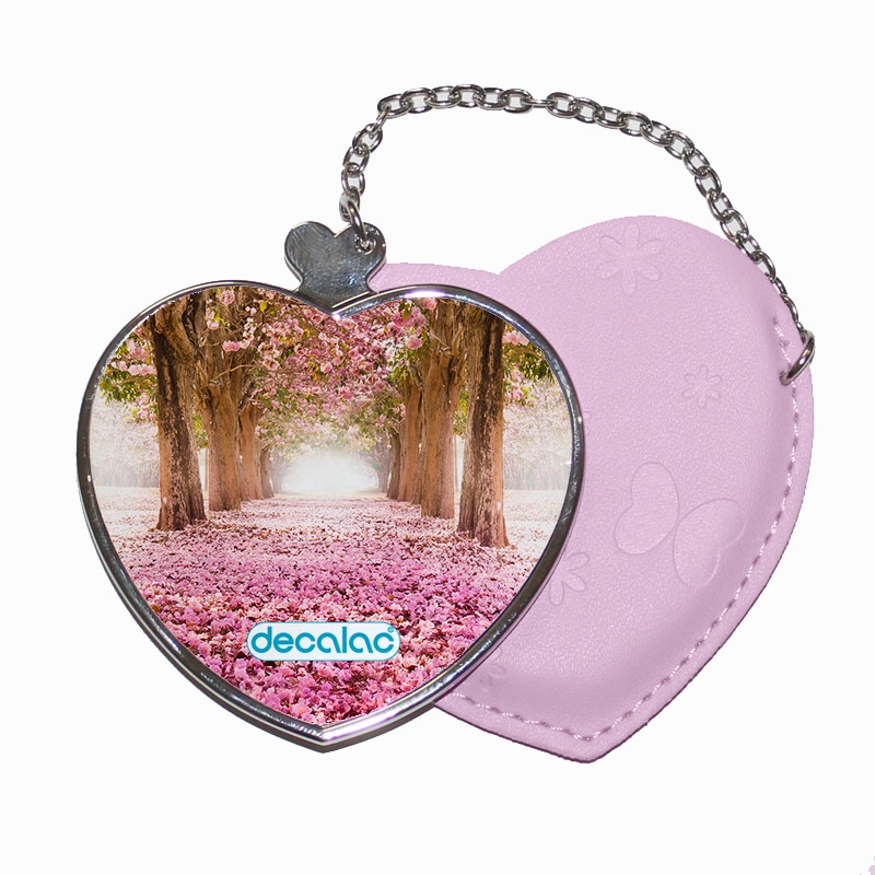 مرآة جيب جلد قلب بتصميم اشجار الساكورا مرآة جيب جلد قلب بتصميم اشجار الساكورا