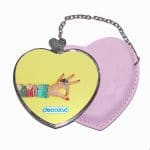 مرآة جيب جلد قلب بتصميم اكسسوارات يد امرأة