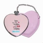 مرآة جيب جلد قلب بتصميم الأجازه