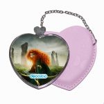 مرآة جيب جلد قلب بتصميم الأميرة صاحبة القوس والسهم