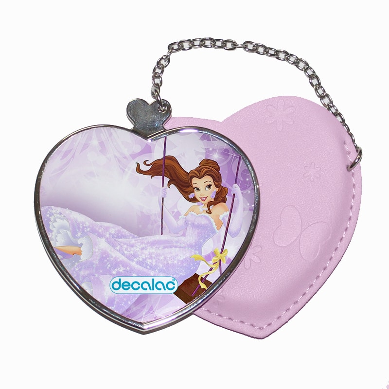 مرآة جيب جلد قلب بتصميم الاميرة بيلا بفستان لامع مرآة جيب جلد قلب بتصميم الاميرة بيلا بفستان لامع