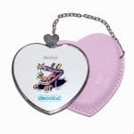 مرآة جيب جلد قلب بتصميم التمساح والصوص