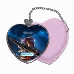 مرآة جيب جلد قلب بتصميم الجميله إلوي هوريزن زيرو دون