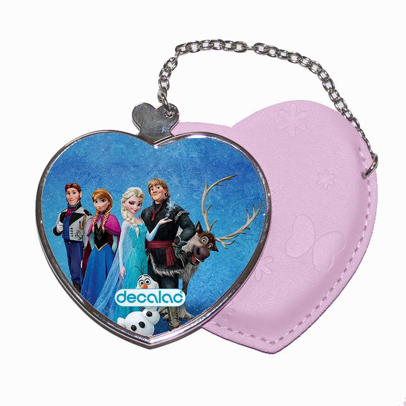 مرآة جيب جلد قلب بتصميم الشخصيات الرئيسيه لفروزن مرآة جيب جلد قلب بتصميم الشخصيات الرئيسيه لفروزن