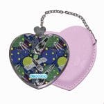 مرآة جيب جلد قلب بتصميم الفضاء الخارجي