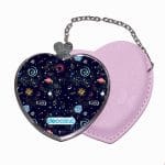 مرآة جيب جلد قلب بتصميم الفضاء والمجرة