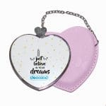 مرآة جيب جلد قلب بتصميم النجوم والأحلام