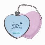 مرآة جيب جلد قلب بتصميم تخرج